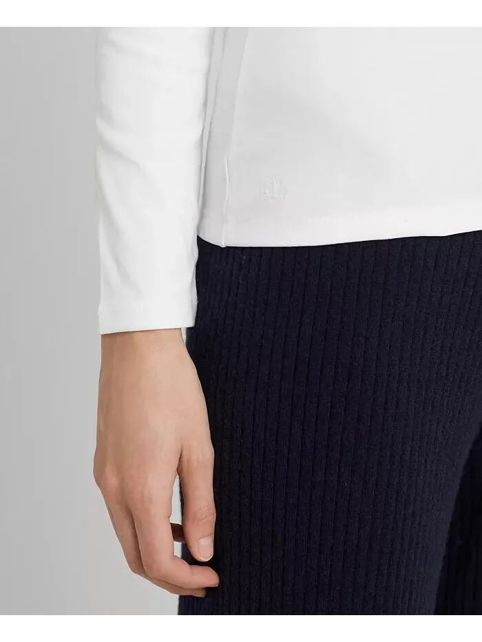 Топ из смесового хлопка с длинными рукавами Lauren Ralph Lauren — изображение 3 из 4, белый