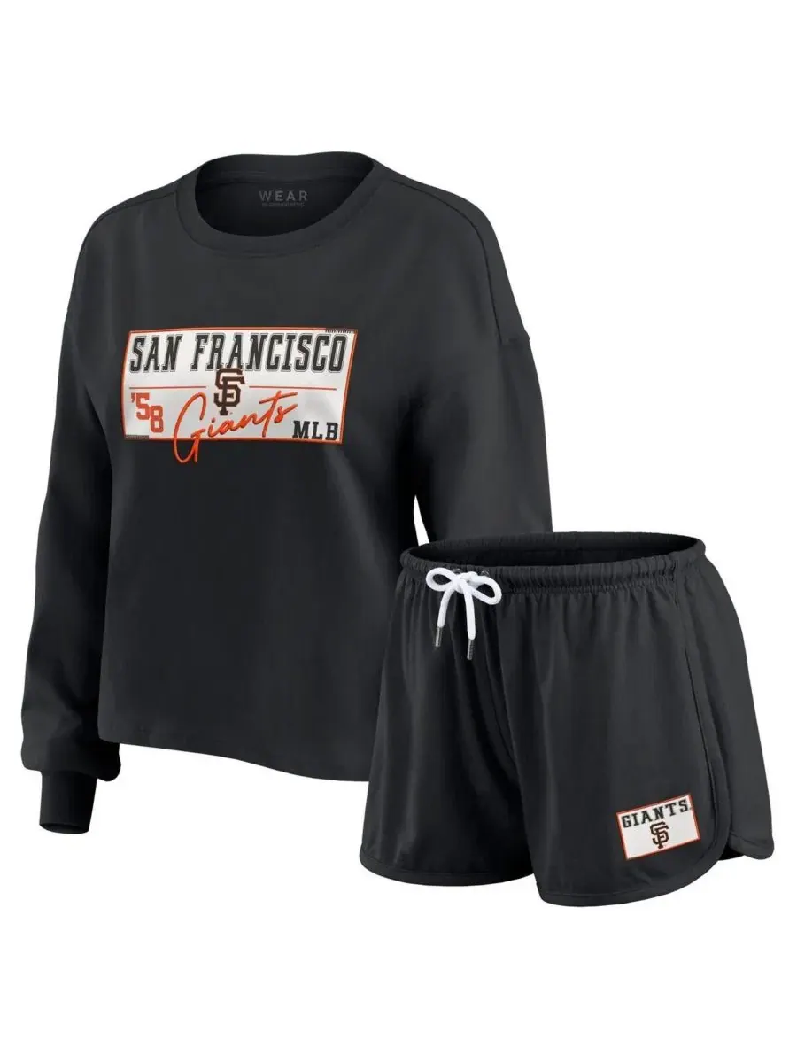Комплект из лонгслива с укороченным кроем и шорт с принтом San Francisco Giants WEAR by Erin Andrews