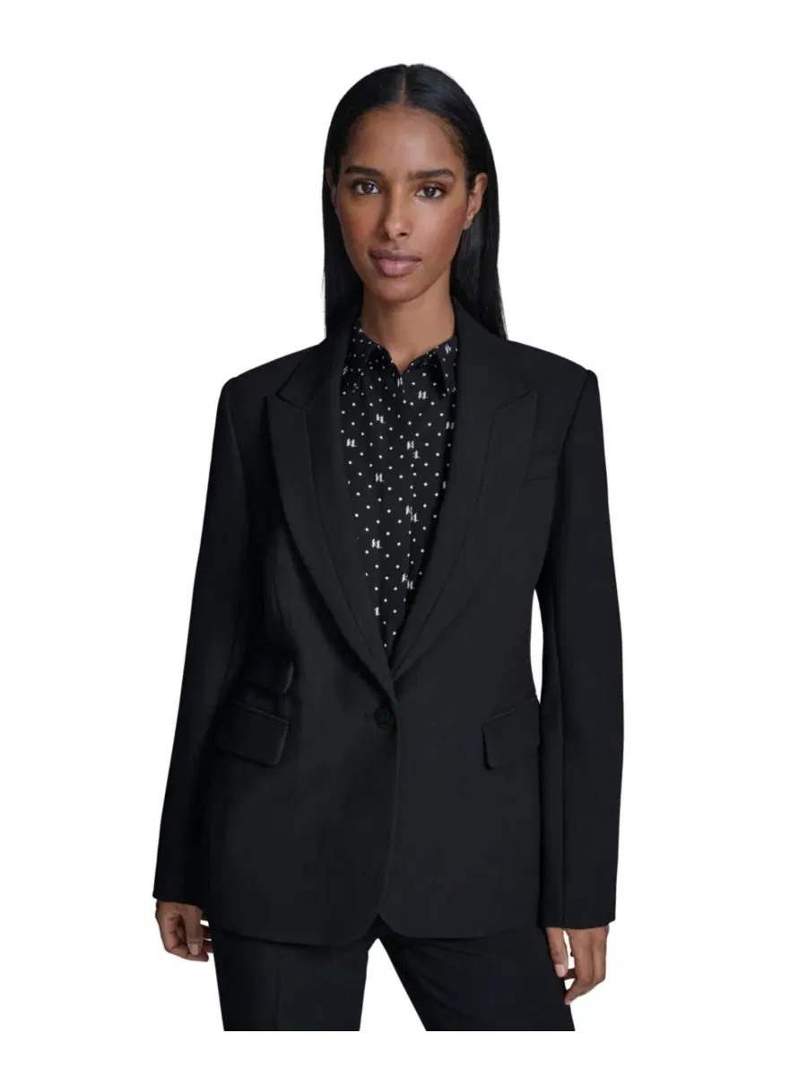 Пиджак с лацканами, с одним пуговицей, Petite One-Button Notch Blazer KARL LAGERFELD PARIS