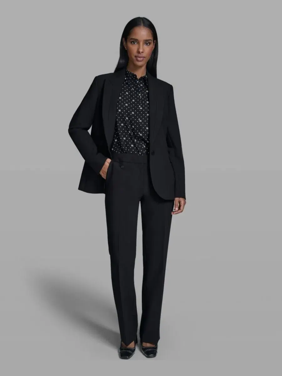 Пиджак с лацканами, с одним пуговицей, Petite One-Button Notch Blazer KARL LAGERFELD PARIS — изображение 2 из 5, черный