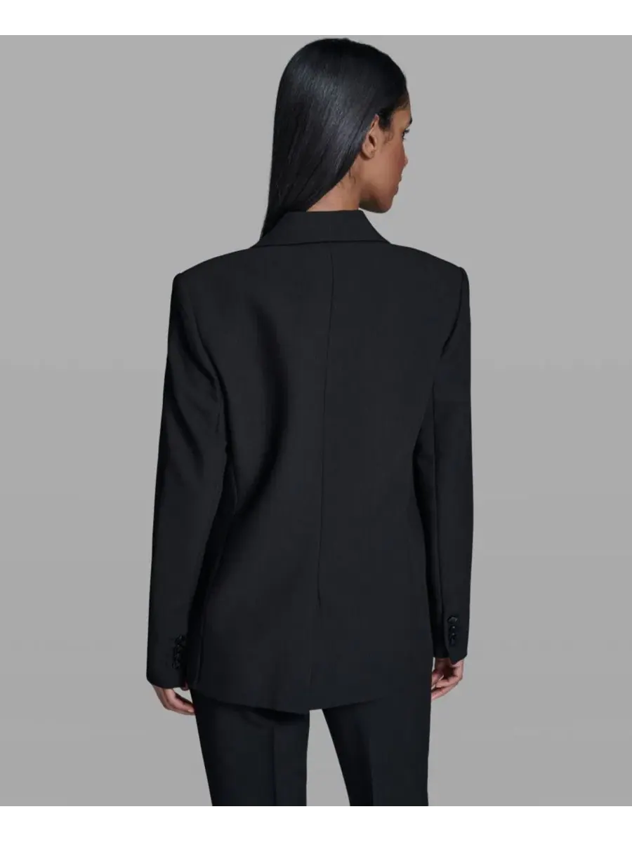 Пиджак с лацканами, с одним пуговицей, Petite One-Button Notch Blazer KARL LAGERFELD PARIS — изображение 4 из 5, черный