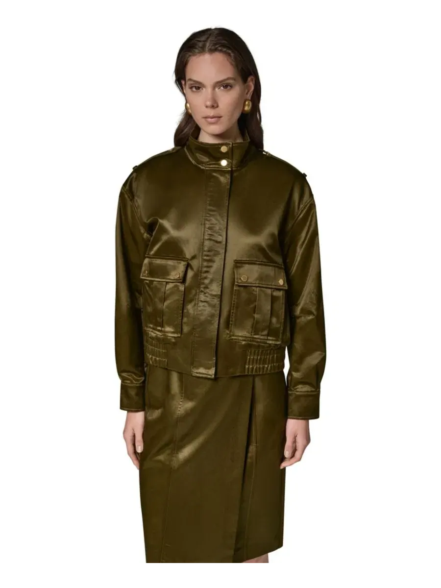 Женская куртка из глазированного хлопка Donna Karan New York — изображение 2 из 20, оливковый