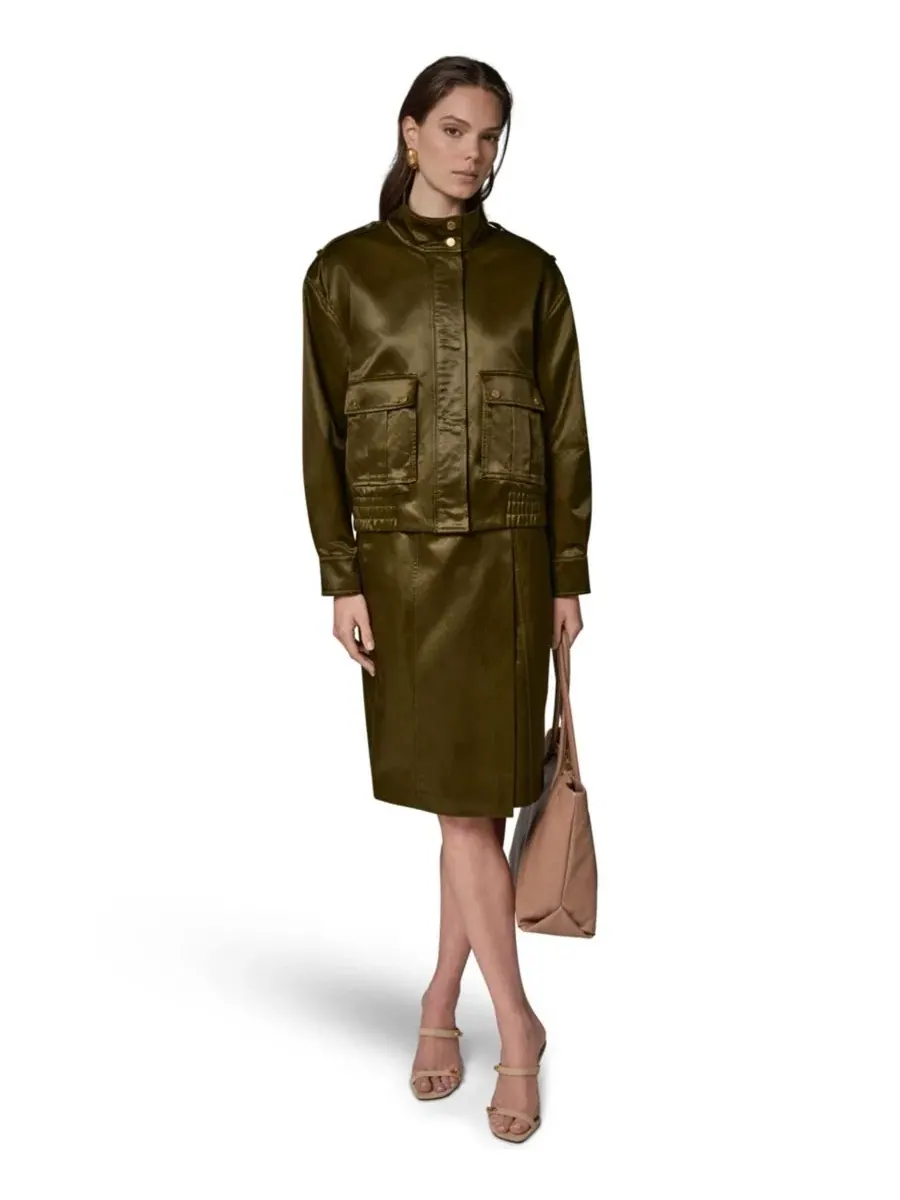 Женская куртка из глазированного хлопка Donna Karan New York — изображение 12 из 20, оливковый
