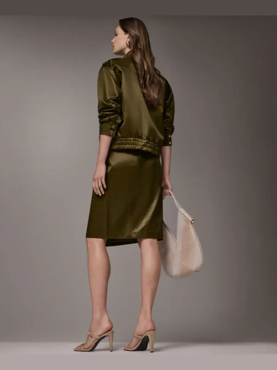Женская куртка из глазированного хлопка Donna Karan New York — изображение 16 из 20, оливковый