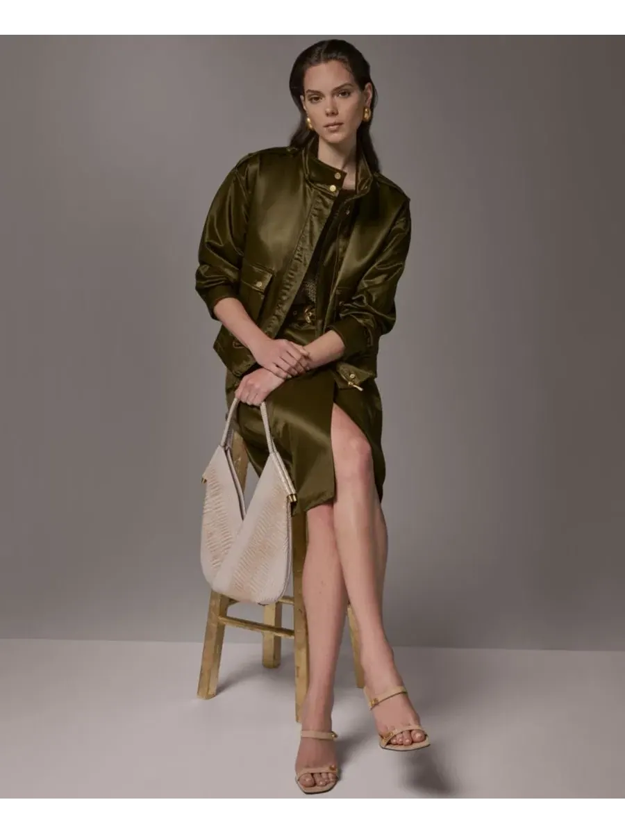Женская куртка из глазированного хлопка Donna Karan New York — изображение 18 из 20, оливковый