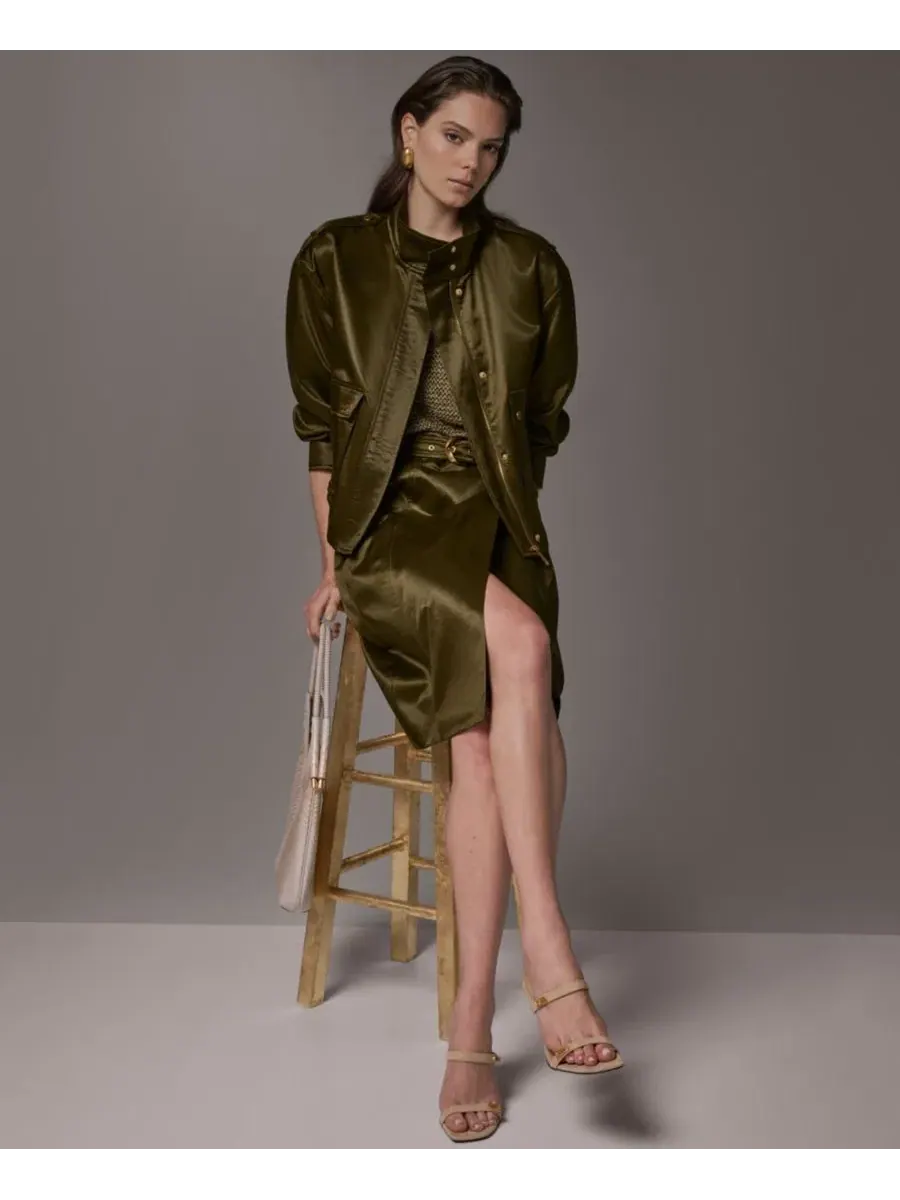 Женская куртка из глазированного хлопка Donna Karan New York — изображение 19 из 20, оливковый