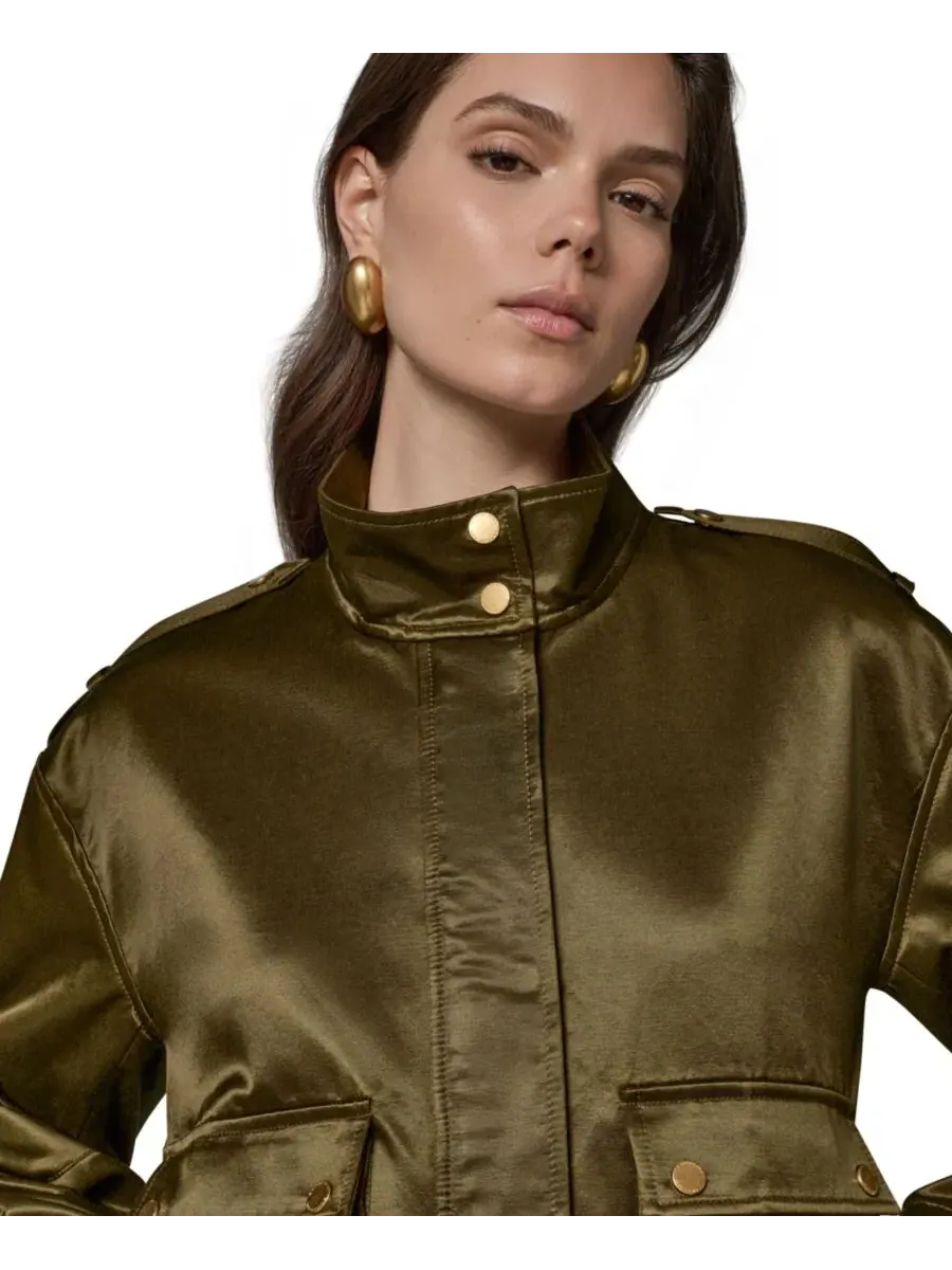 Женская куртка из глазированного хлопка Donna Karan New York — изображение 4 из 20, оливковый
