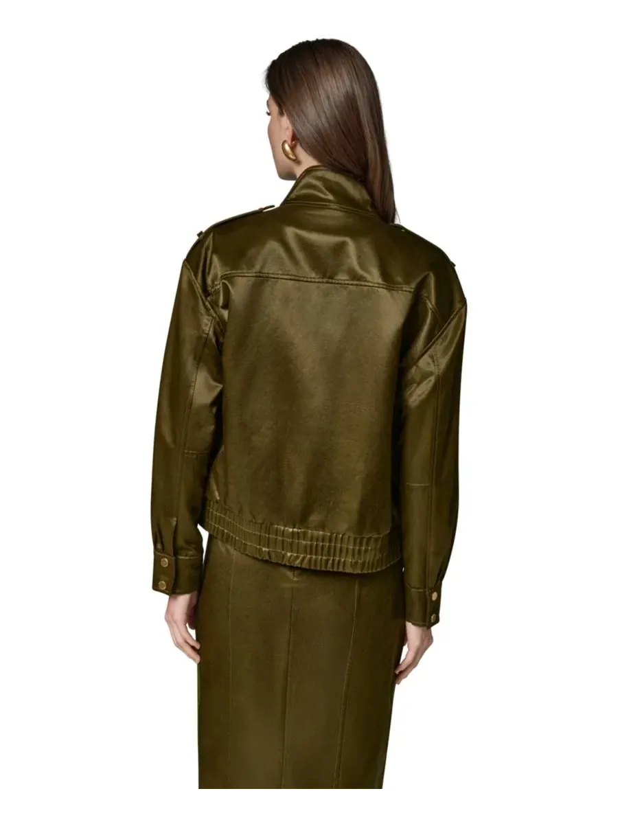 Женская куртка из глазированного хлопка Donna Karan New York — изображение 5 из 20, оливковый
