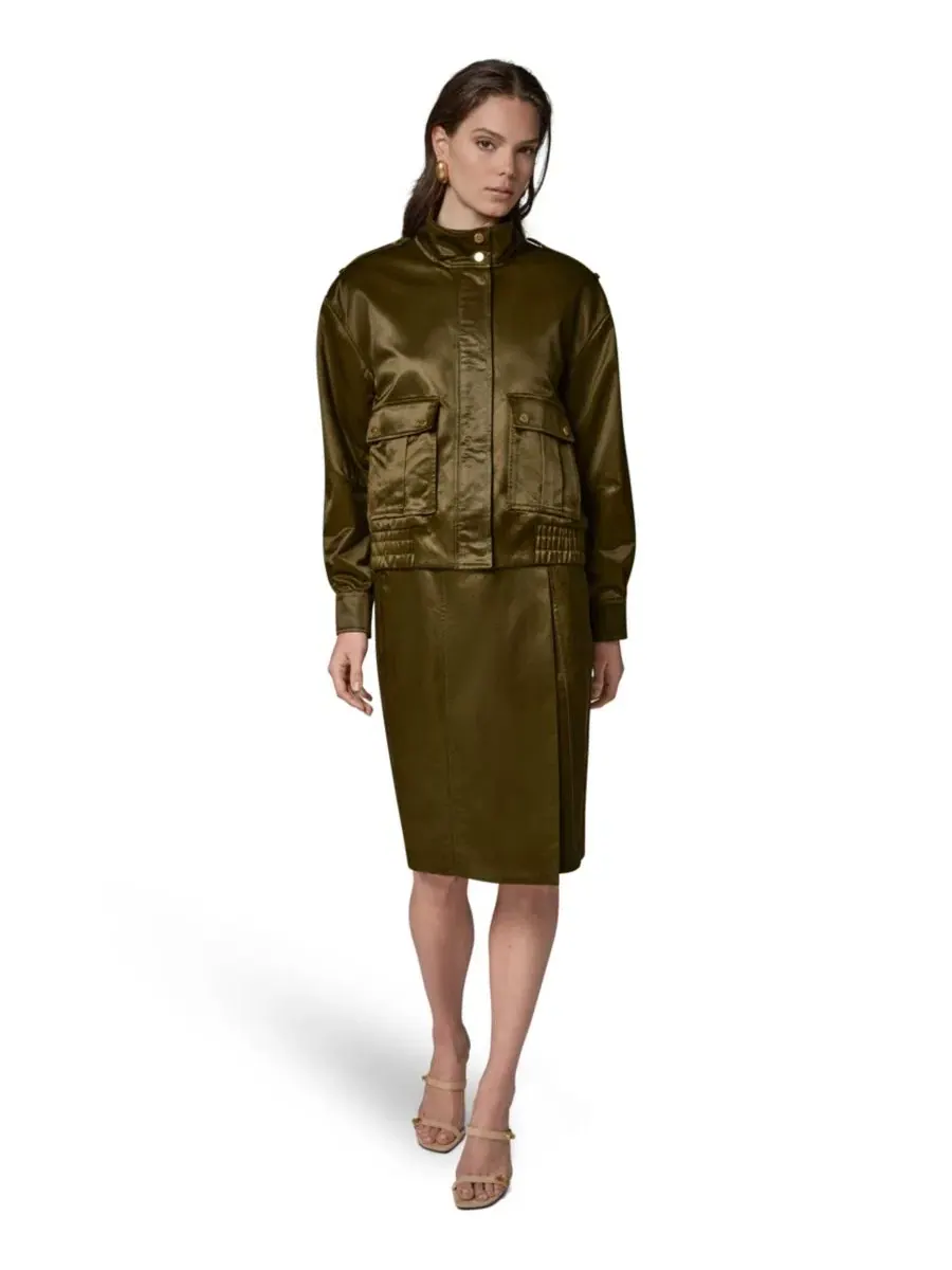 Женская куртка из глазированного хлопка Donna Karan New York — изображение 7 из 20, оливковый