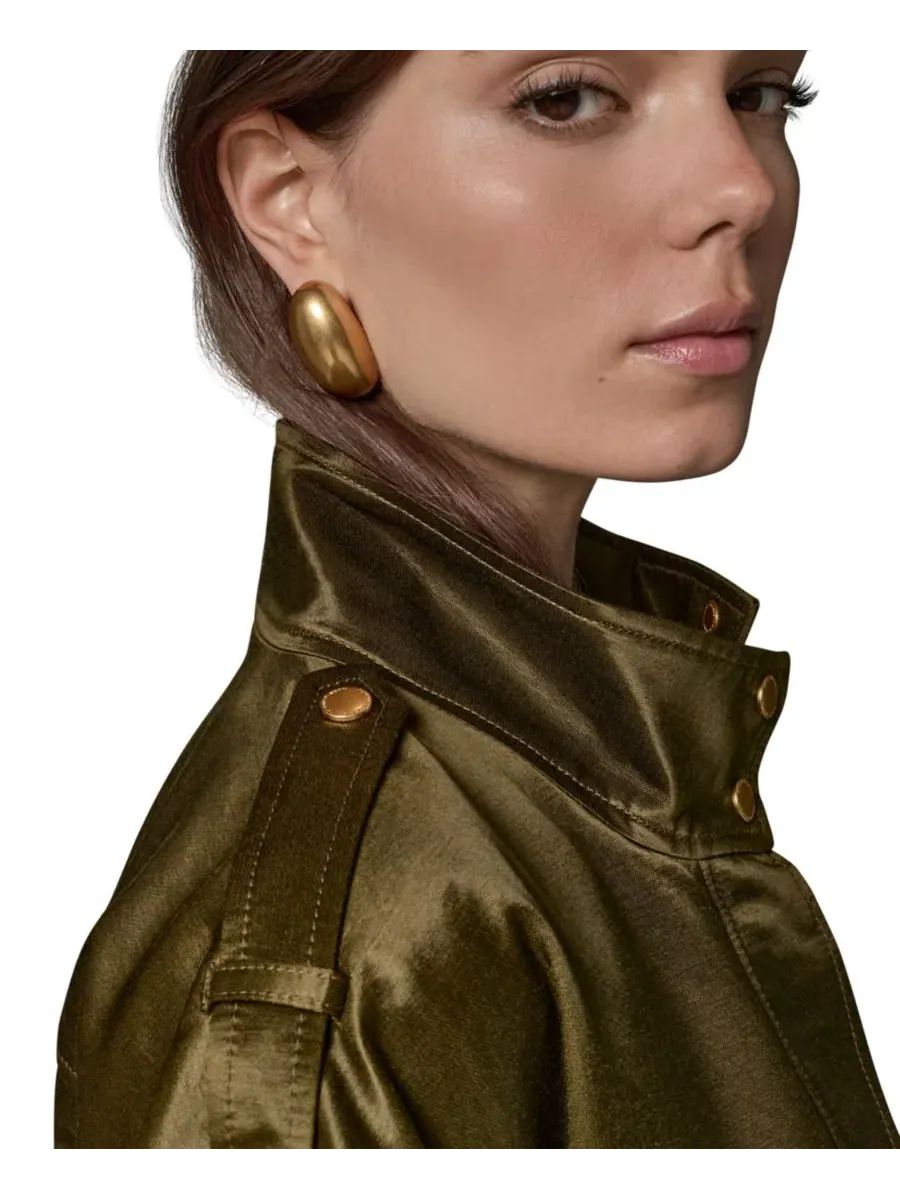 Женская куртка из глазированного хлопка Donna Karan New York — изображение 8 из 20, оливковый