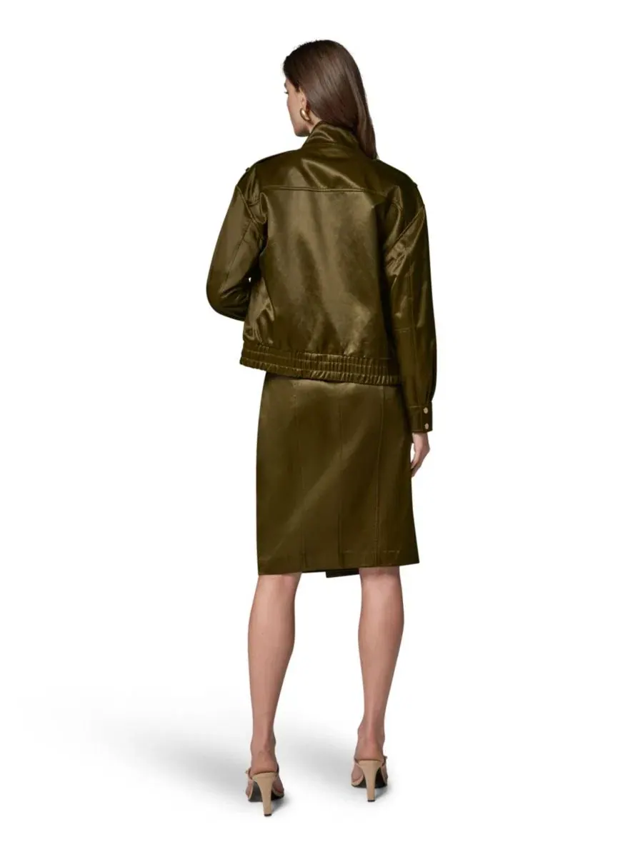 Женская куртка из глазированного хлопка Donna Karan New York — изображение 9 из 20, оливковый