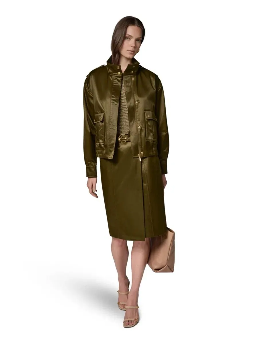 Женская куртка из глазированного хлопка Donna Karan New York — изображение 10 из 20, оливковый