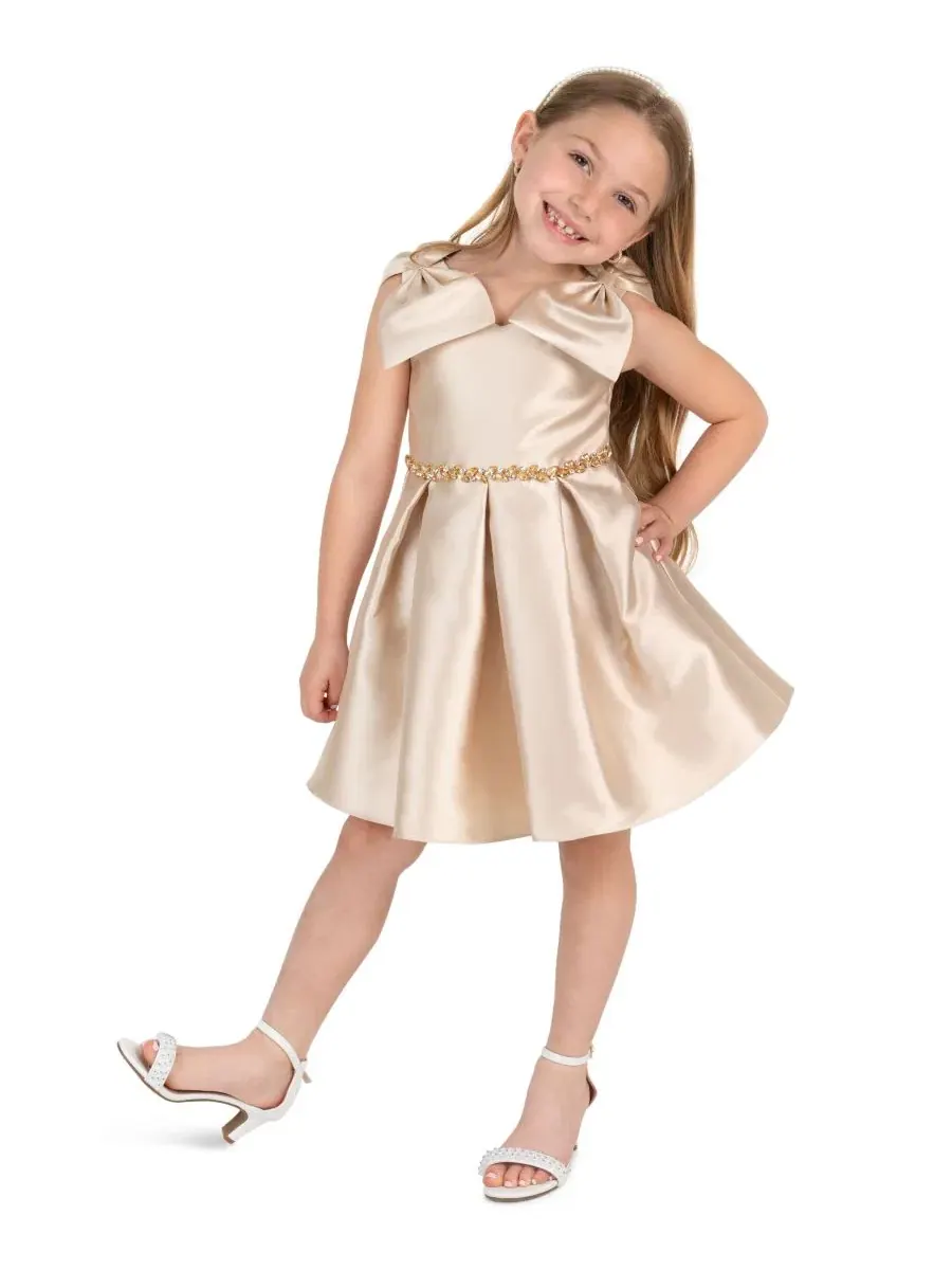 Платье-трапеция с бантом на плечах Mikado Bow Shoulder Pleated Dress Rare Editions