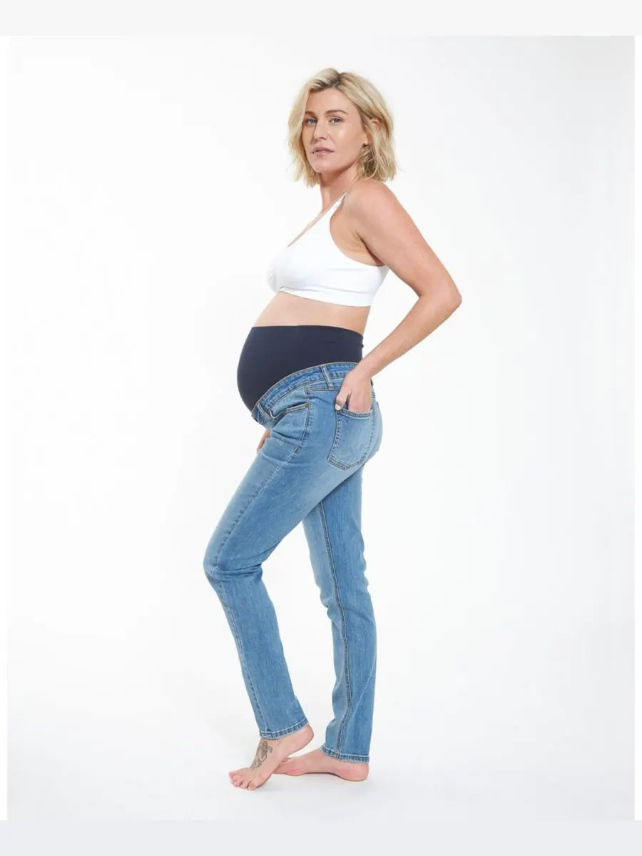 Джинсы для беременных Tyler Classic Slim Leg Jean Ripe Maternity — изображение 2 из 7, синий