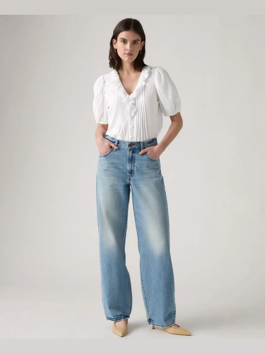Женские джинсы средней посадки, свободные, в стиле "папины джинсы" Levi's — изображение 3 из 5, кремовый