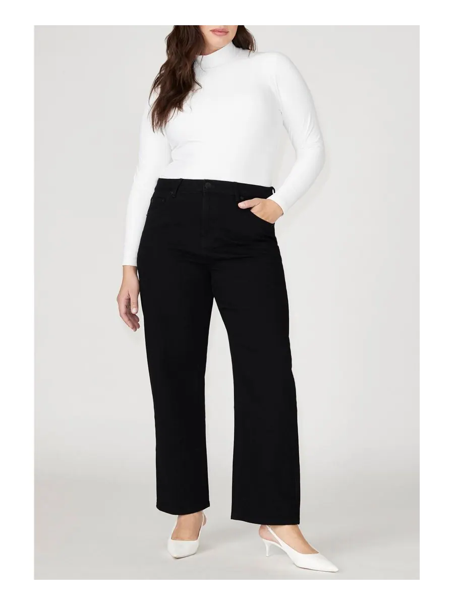 Женские джинсы больших размеров Naomi Comfort Stretch Straight Leg Jean ELOQUII — изображение 3 из 3, черный