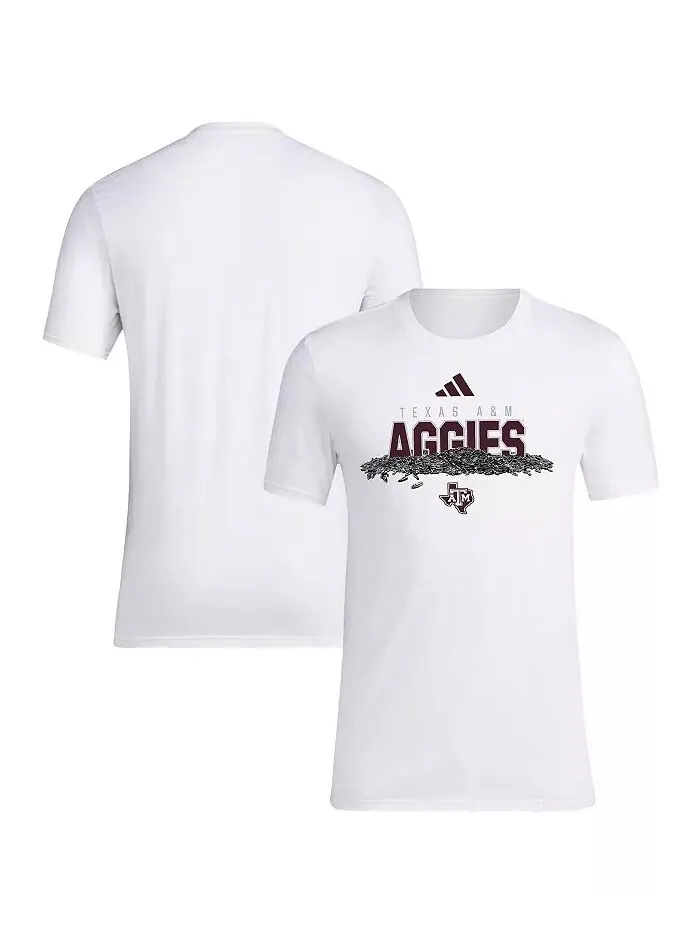 Футболка мужская белая Texas AM Aggies Baseball с изображением семян подсолнечника adidas