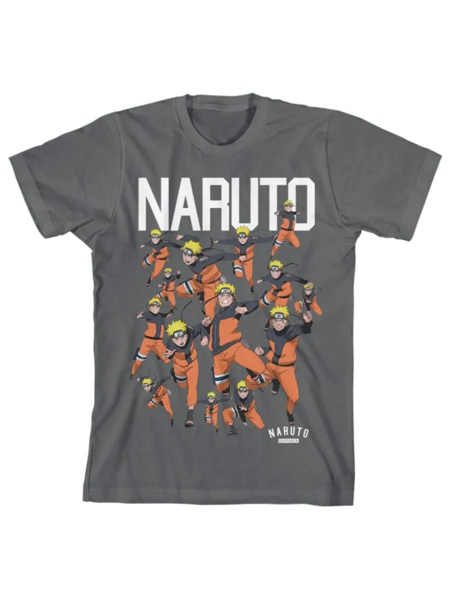 Детская футболка Character Squad угольно-серого цвета с графическим принтом Naruto — серый