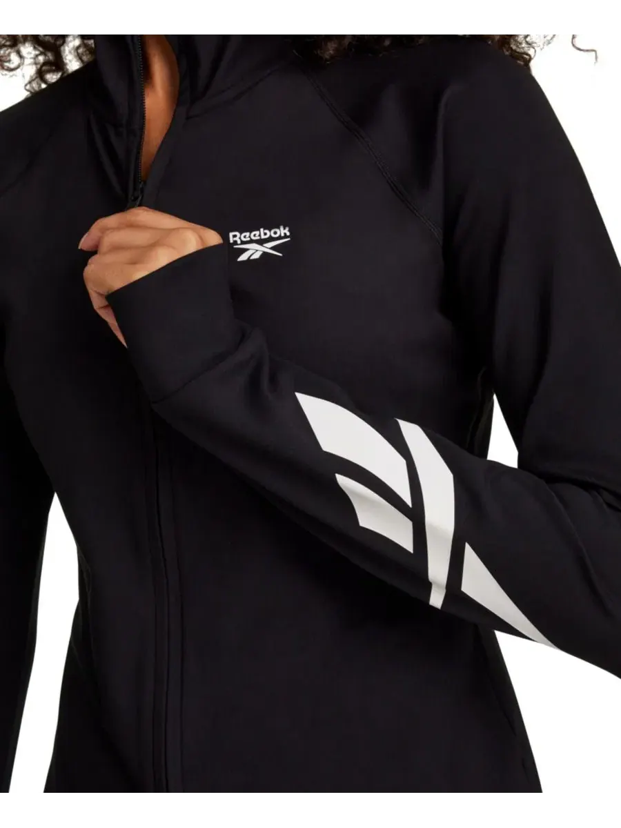 Женская куртка с длинными рукавами, приталенного кроя, на молнии Reebok — изображение 7 из 10, черный