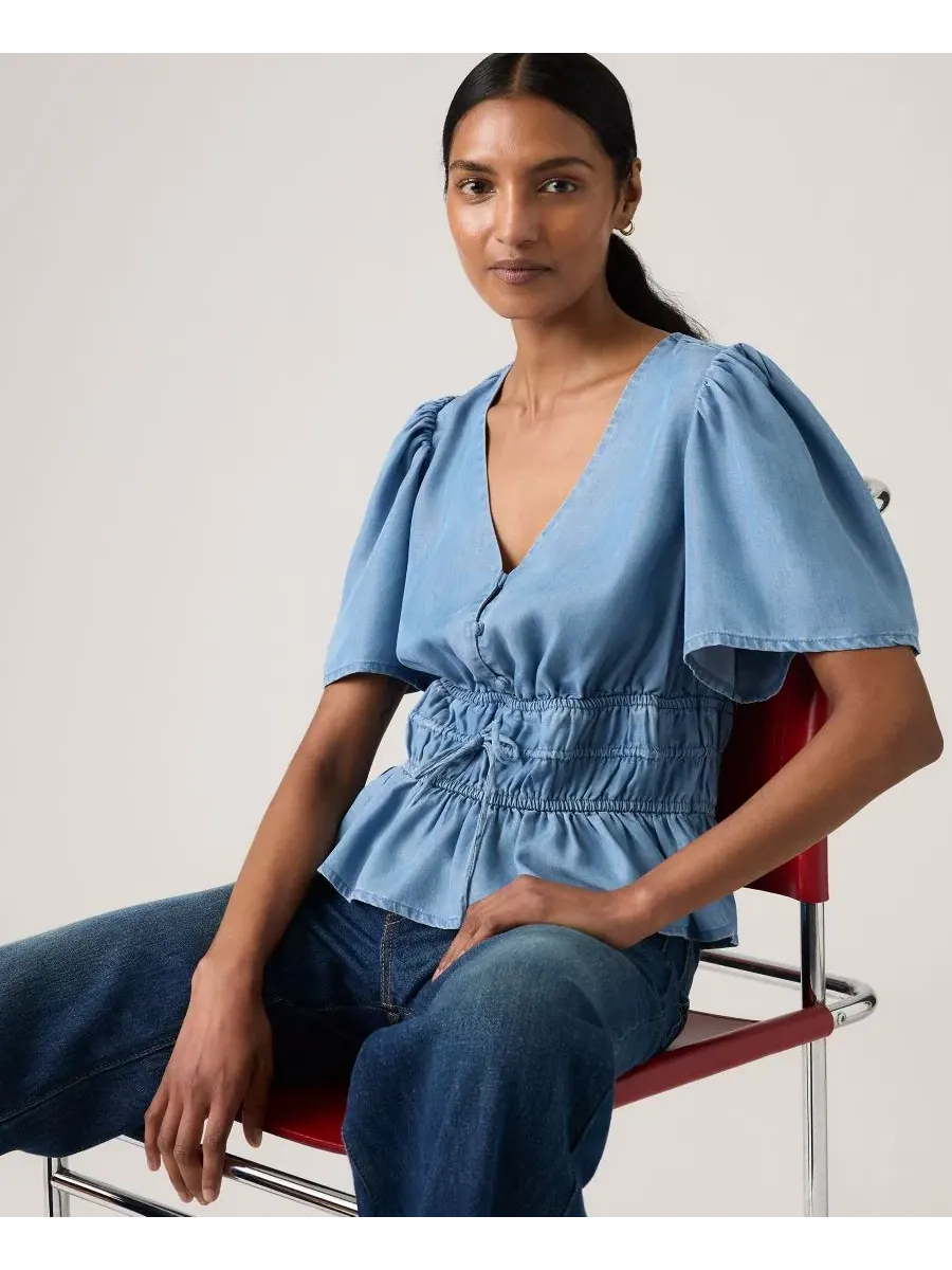 Женская блузка Ryan с V-образным вырезом и короткими рукавами из крепа Levi'S — изображение 2 из 4, мульти