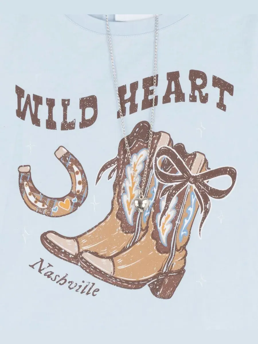 Комплект из футболки и юбки-шорт с принтом Wild Heart Tween Diva — изображение 6 из 7, синий