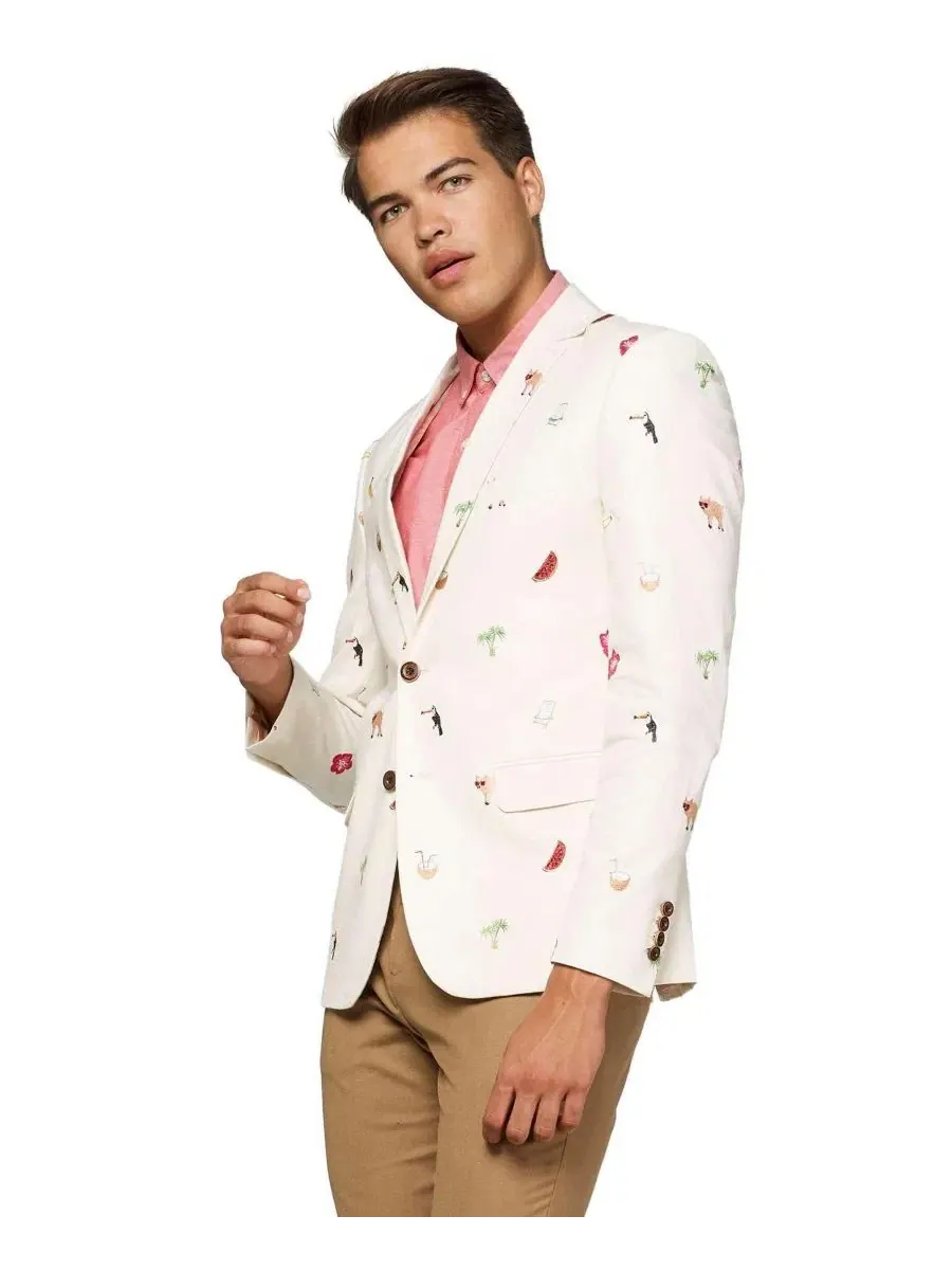Пиджак мужской с принтом Tropical Summer Birds OppoSuits