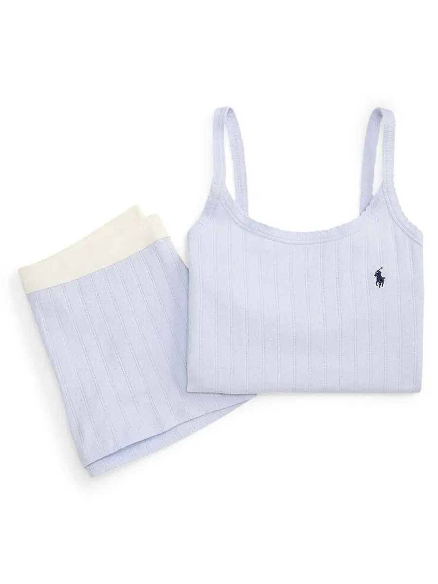 Комплект пижамы: топ на бретелях и шорты Polo Ralph Lauren — изображение 5 из 6, синий