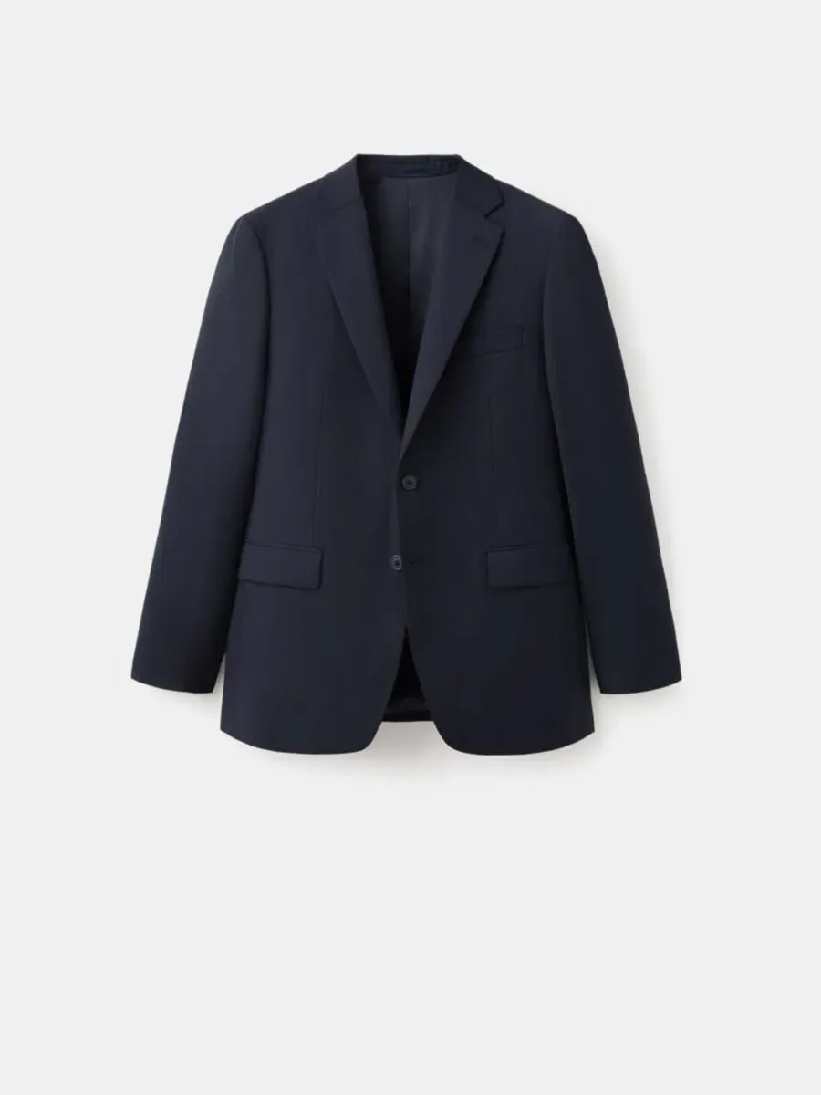 Пиджак из шерсти Turin Wool с лацканами MANGO — изображение 7 из 7, темно-синий