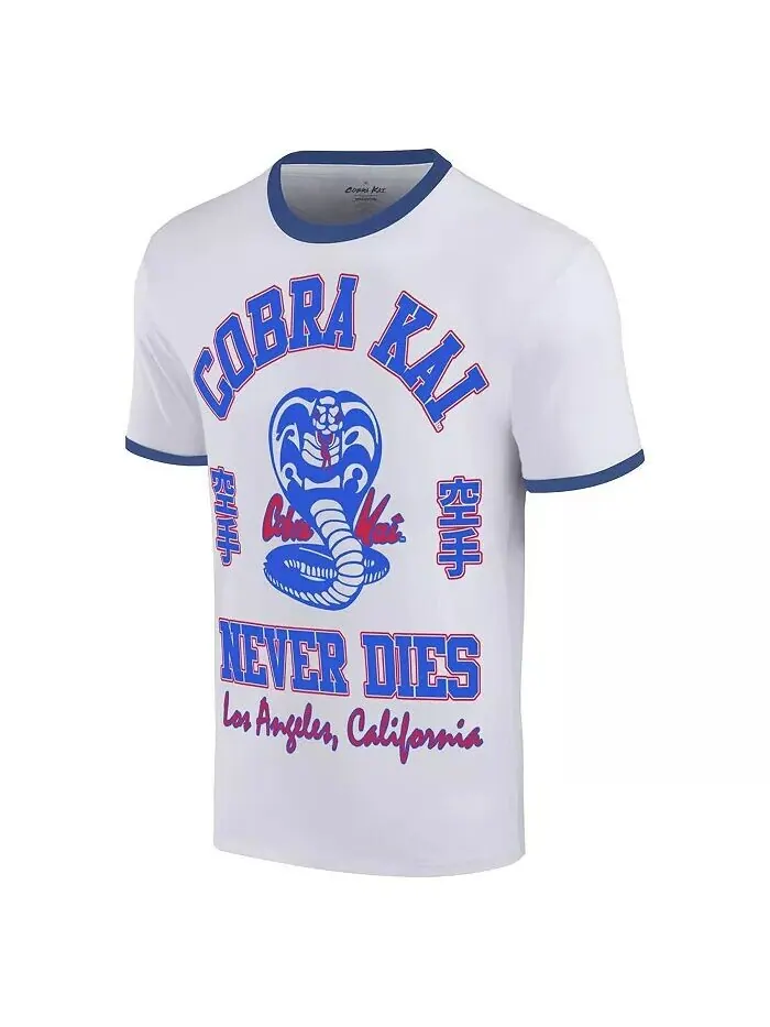 Мужская белая футболка Cobra Kai Los Angeles Baseball Ringer Ripple Junction — изображение 2 из 3, белый