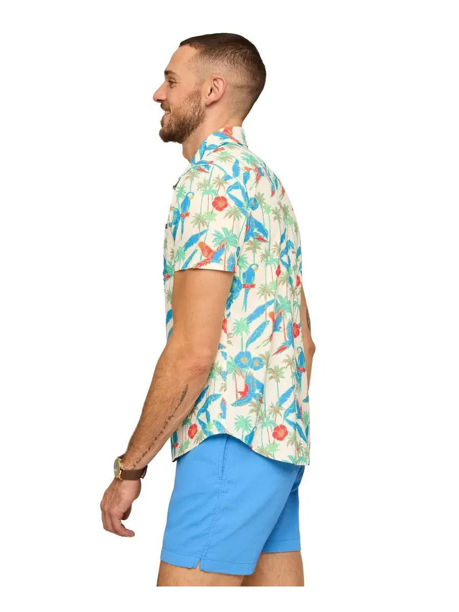 Мужская рубашка с коротким рукавом Flock Party Chubbies — изображение 2 из 3, кремовый мульти