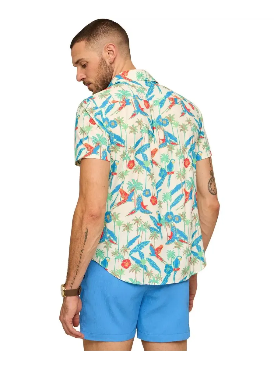 Мужская рубашка с коротким рукавом Flock Party Chubbies — изображение 3 из 3, кремовый мульти