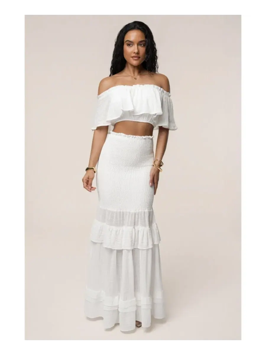 Комплект из топа с рюшами и макси-юбки Sienna Ruffled Skirt Set JLUXLABEL