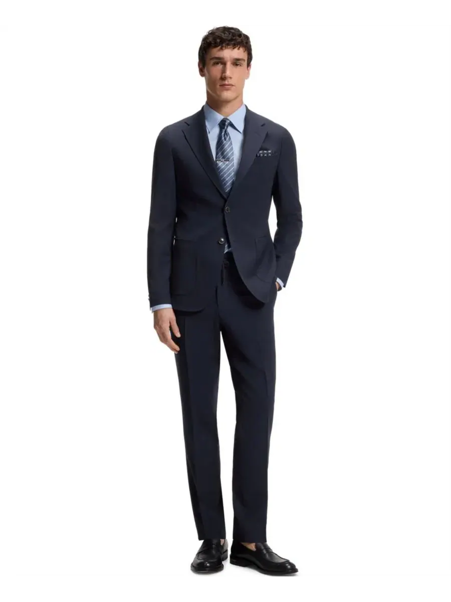 Пиджак из шерсти и шелка Slim Fit Hugo Boss — изображение 4 из 5, синий