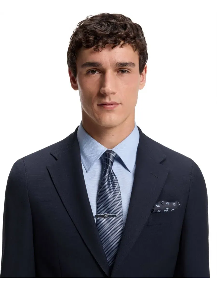 Пиджак из шерсти и шелка Slim Fit Hugo Boss — изображение 5 из 5, синий