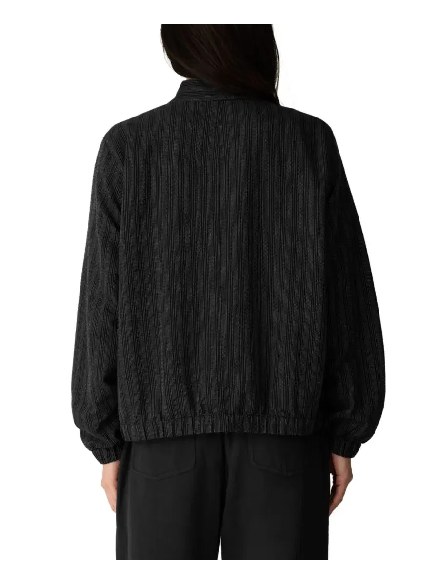 Женский жакет с воротником-стойкой, с длинным рукавом, в полоску Eileen Fisher — изображение 4 из 4, черный/белый
