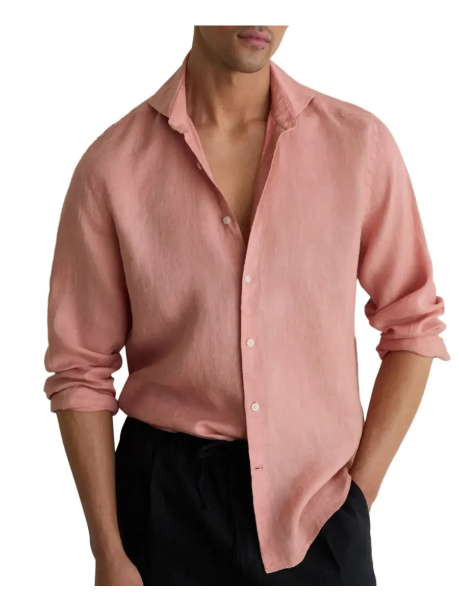 Мужская рубашка из льна Ruban Linen Shirt REISS