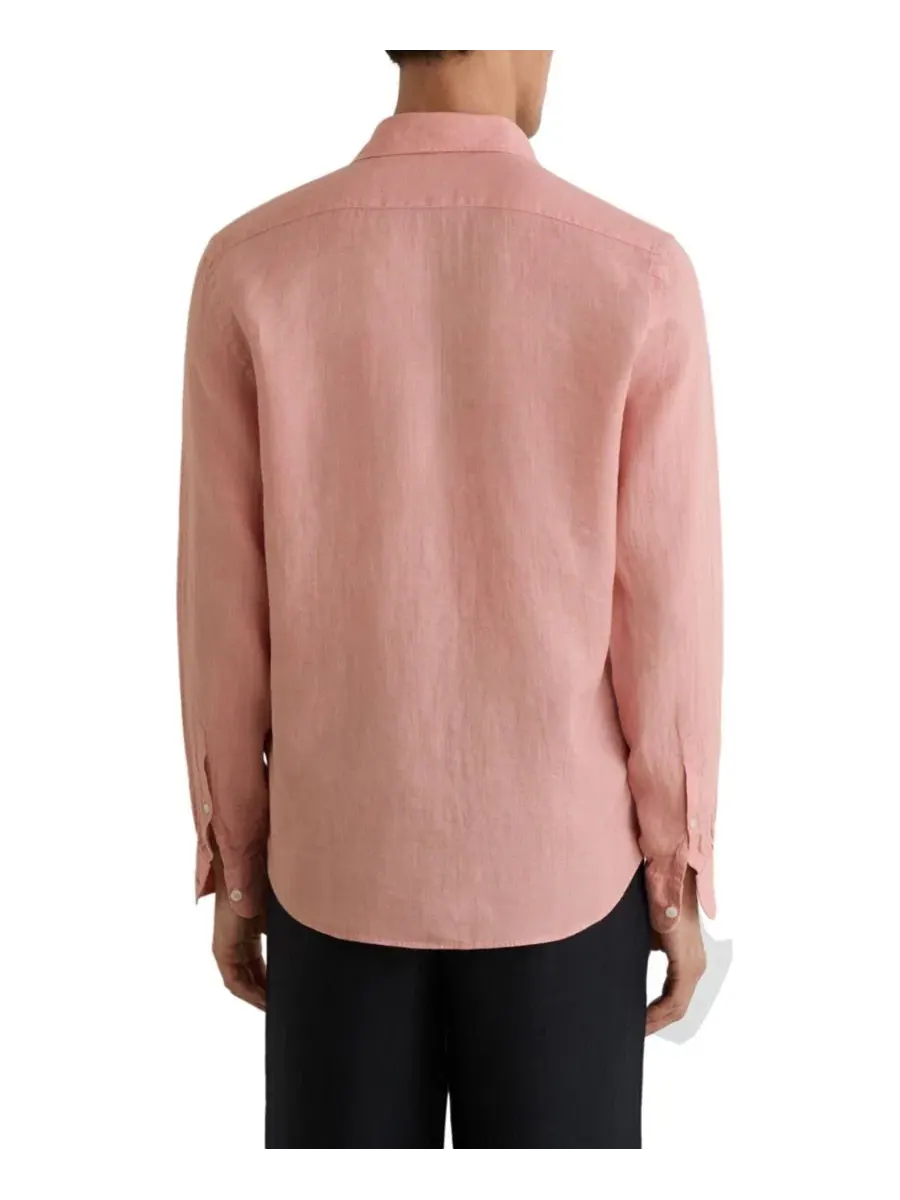 Мужская рубашка из льна Ruban Linen Shirt REISS — изображение 3 из 5, розовый