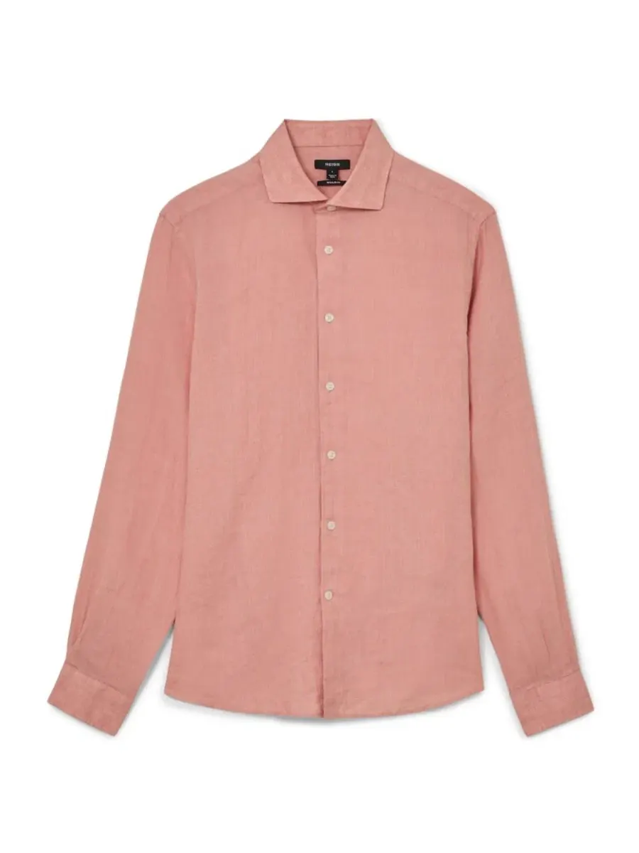 Мужская рубашка из льна Ruban Linen Shirt REISS — изображение 5 из 5, розовый