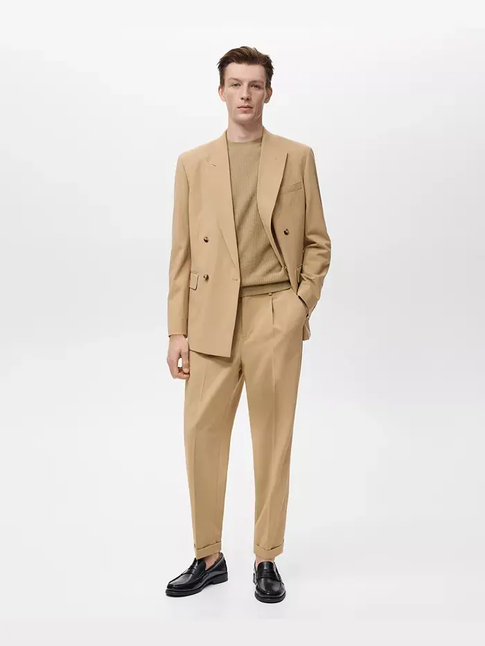 Мужские брюки Boston Regular-Fit Mango — изображение 3 из 4, бежевый/бежевый