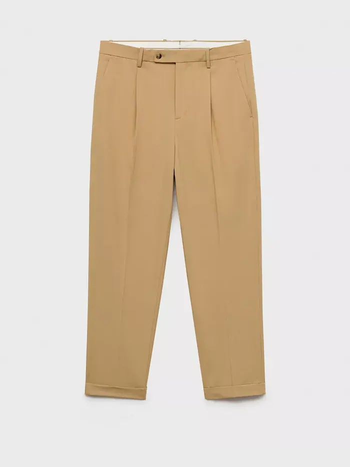 Мужские брюки Boston Regular-Fit Mango — изображение 4 из 4, бежевый/бежевый
