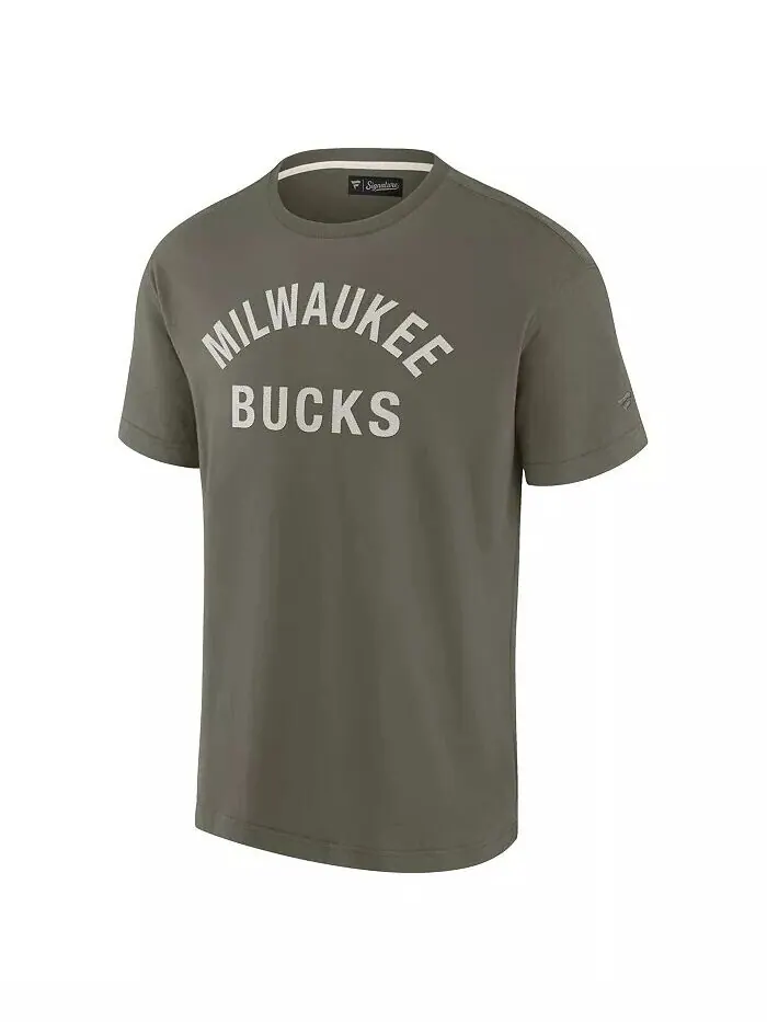 Мужская и женская оливковая футболка Milwaukee Bucks Elements Super Soft с короткими рукавами — изображение 3 из 3, оливковый