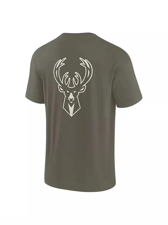 Мужская и женская футболка Olive Milwaukee Bucks Elements Super Soft с коротким рукавом Fanatics — изображение 2 из 3