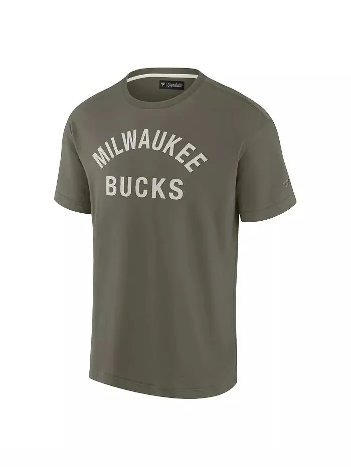 Мужская и женская футболка Olive Milwaukee Bucks Elements Super Soft с коротким рукавом Fanatics — изображение 3 из 3