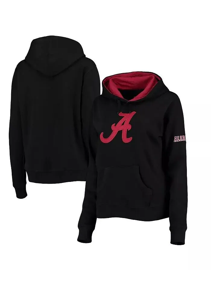 Женский черный пуловер с капюшоном с большим логотипом Alabama Crimson Tide Stadium Athletic — черный