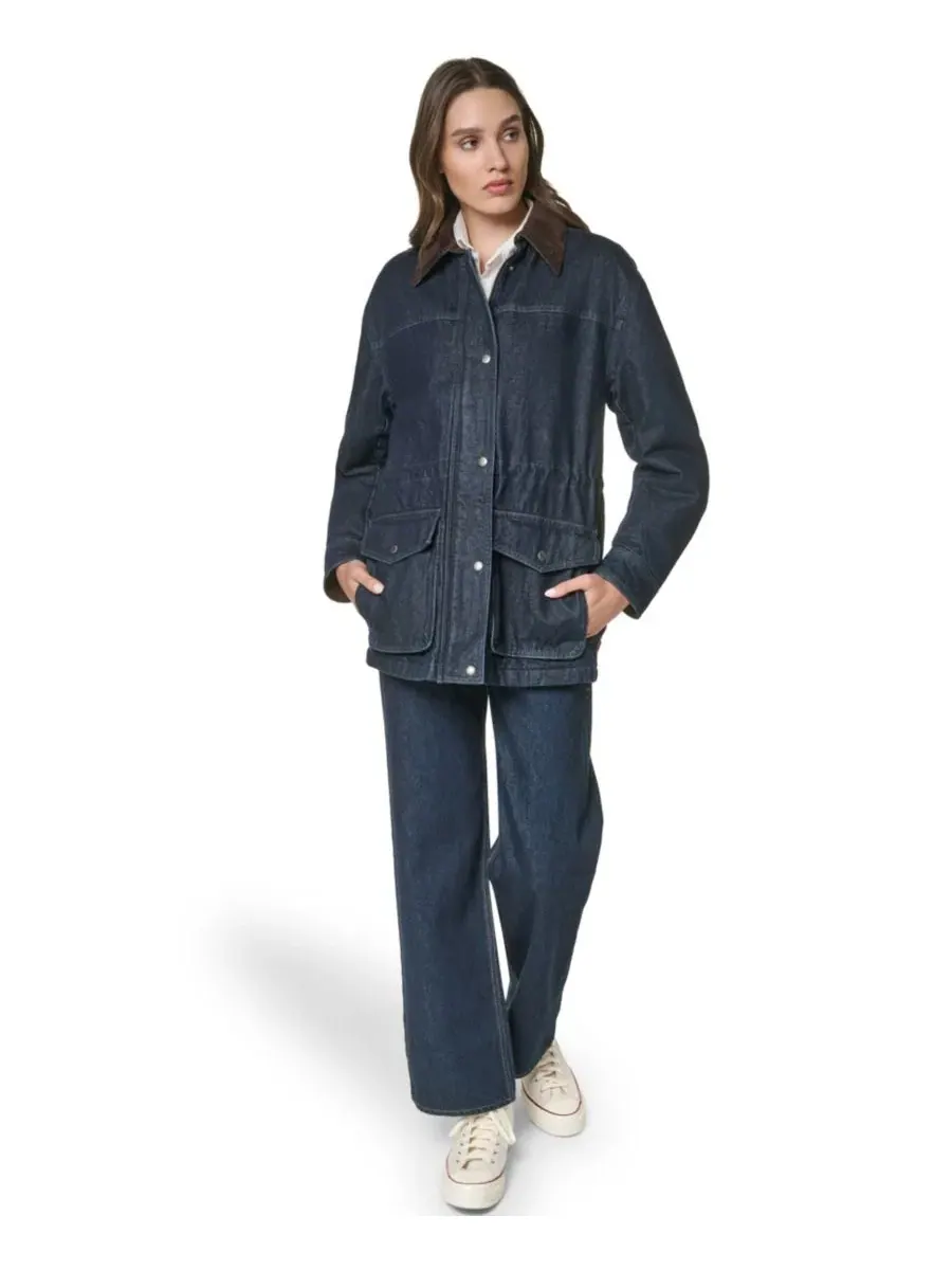 Джинсовая куртка-анорак с воротником из вельвета Levi's, Dark Rinse Wash — изображение 2 из 9