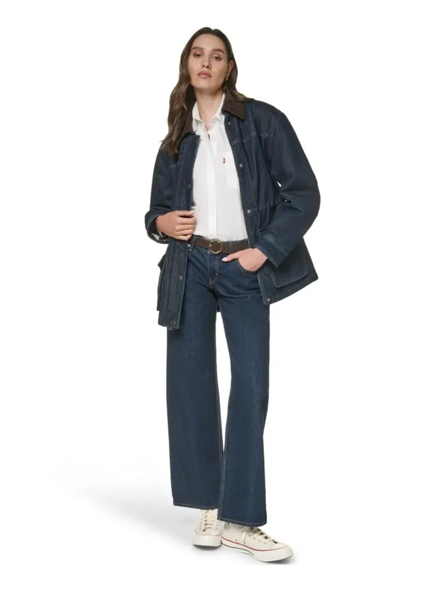 Джинсовая куртка-анорак с воротником из вельвета Levi's, Dark Rinse Wash — изображение 3 из 9