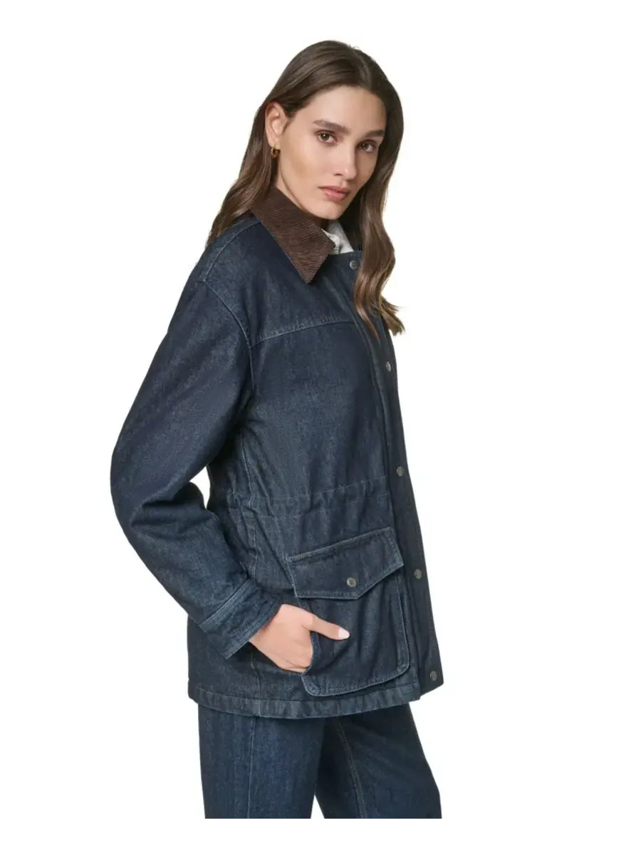 Джинсовая куртка-анорак с воротником из вельвета Levi's, Dark Rinse Wash — изображение 4 из 9