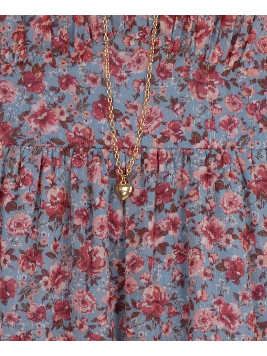 Платье-макси из шифона с люрексом и принтом Floral Lurex Chiffon Rare Editions — изображение 6 из 7, синий