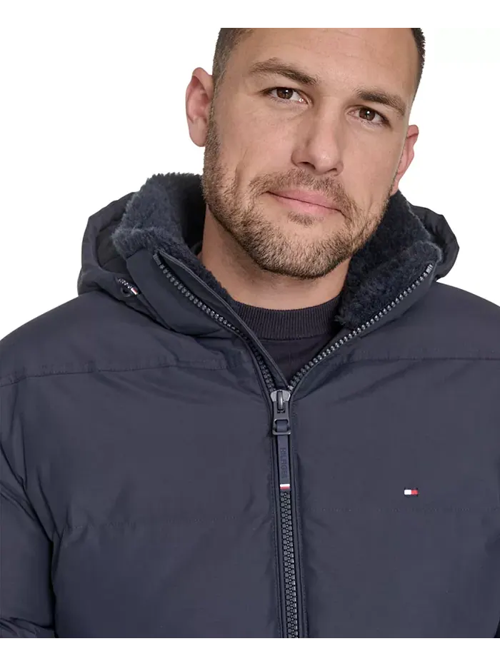 Мужская утепленная куртка с капюшоном и двумя карманами Tommy Hilfiger — изображение 4 из 7, синий
