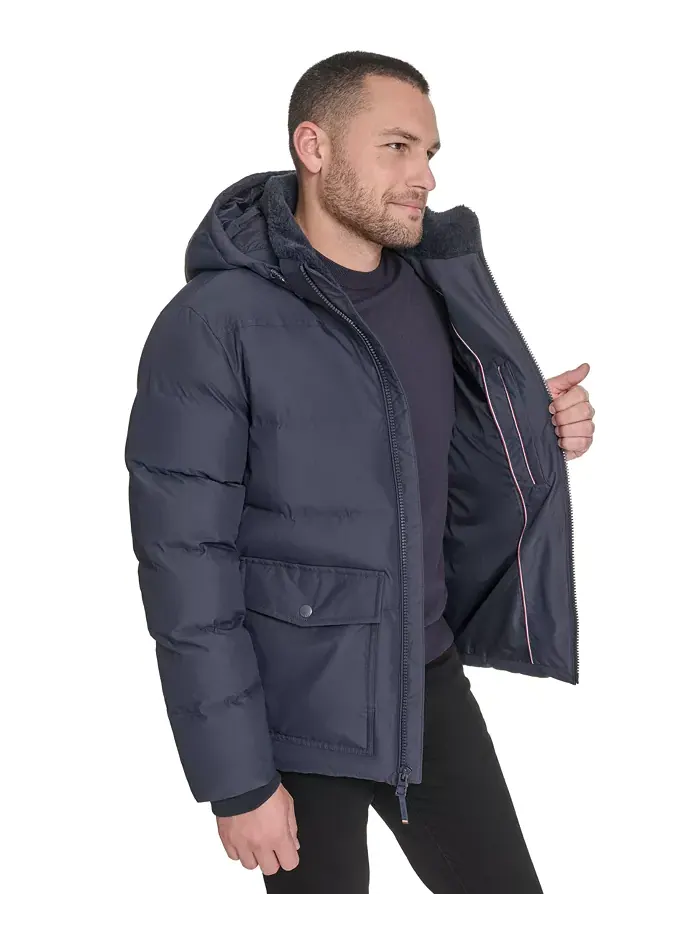 Мужская утепленная куртка с капюшоном и двумя карманами Tommy Hilfiger — изображение 5 из 7, синий